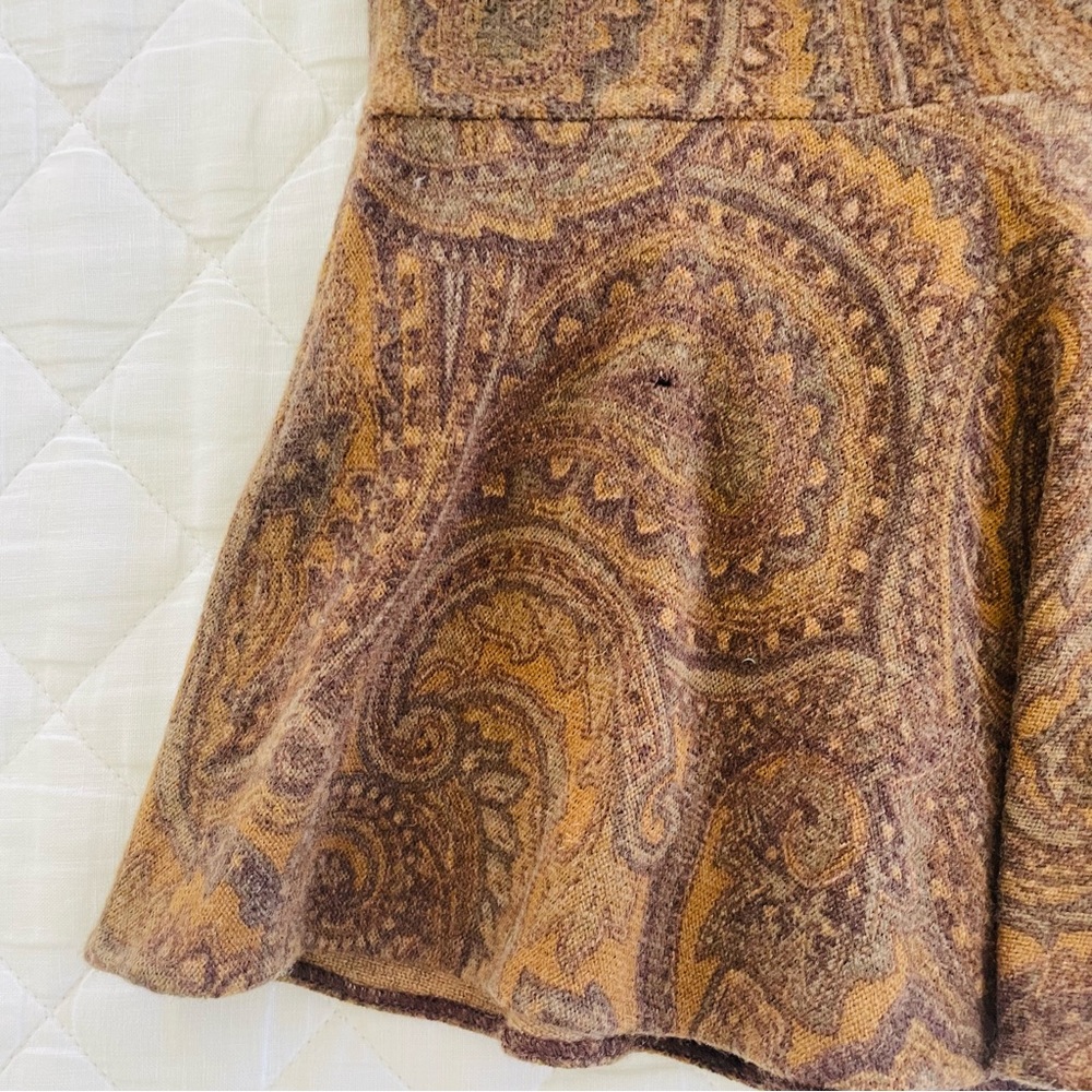 Vintage Ralph Lauren 100% Cashmere, 100% Silk Lined, Mermaid Paisley Skirt - Picture 4 of 8